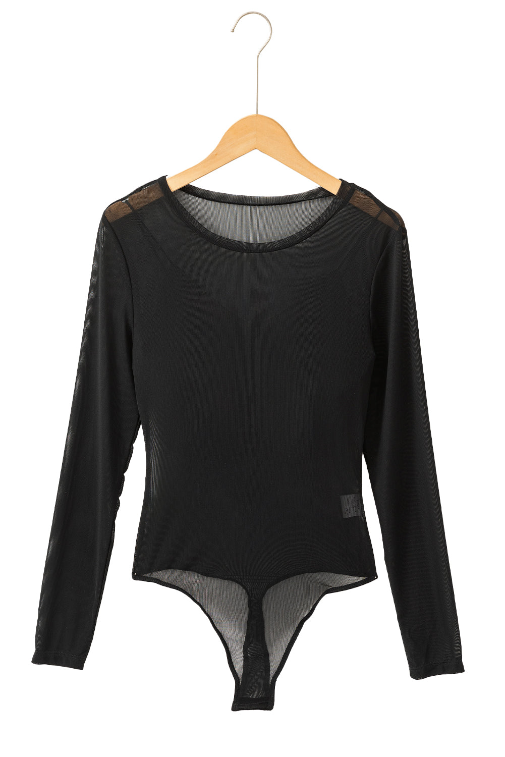 Black Mesh Long Sleeve Slim Fit Bodysuit