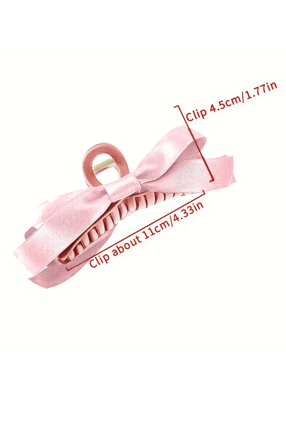 Pink Solid Color Ribbon Bow Decor Hair Clip