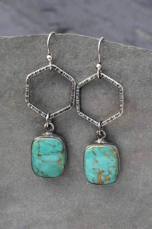 Green Vintage Turquoise Geometric Drop Earrings