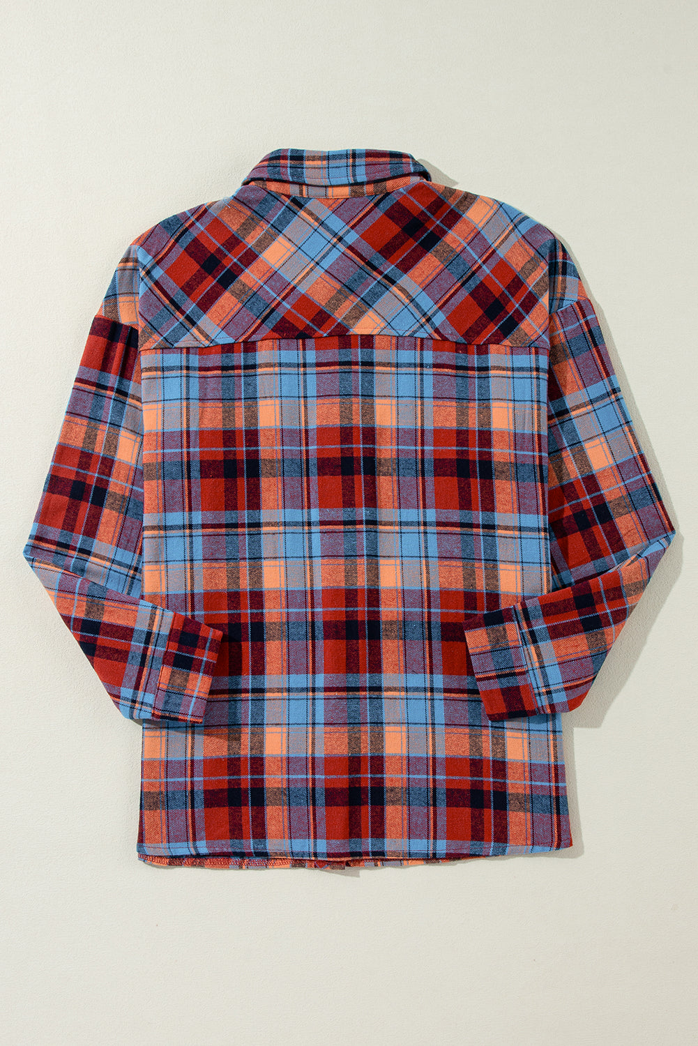 Orange Plus Size Plaid Print Buttoned Shirt