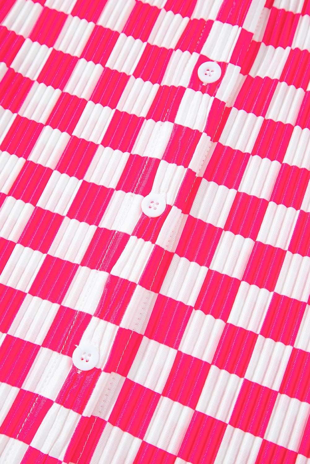 Pink Checkered Buttoned Shirt and High Waist Pants Set